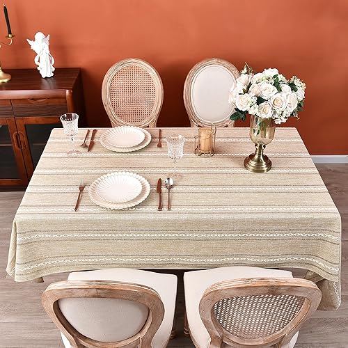 Miniatura 10 de Mantel rectangular rústico de lino de algodón bordado, mantel de primavera para cocina, comedor, fiesta, mantel para mesas rectangulares, 54 x 72