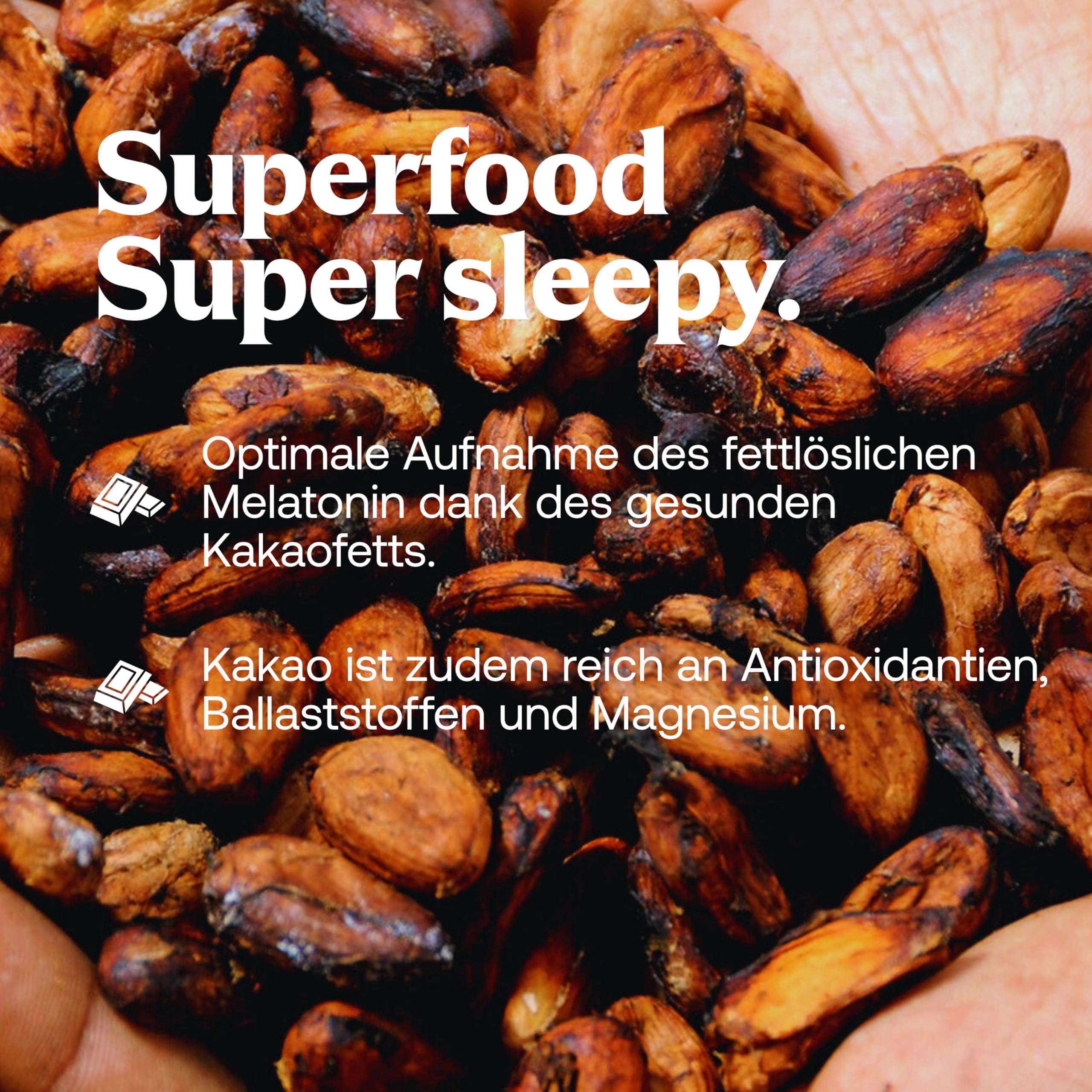 Sleep Chocolate - Melatonin, Baldrian, Vitamin B6 - verkürzte Einschlafzeit, Entspannung, Beruhigungsmittel, Einschlafhilfe - Zuckerfrei - Vegan - 60 Stück - Made in Germany - Clever Chocolate