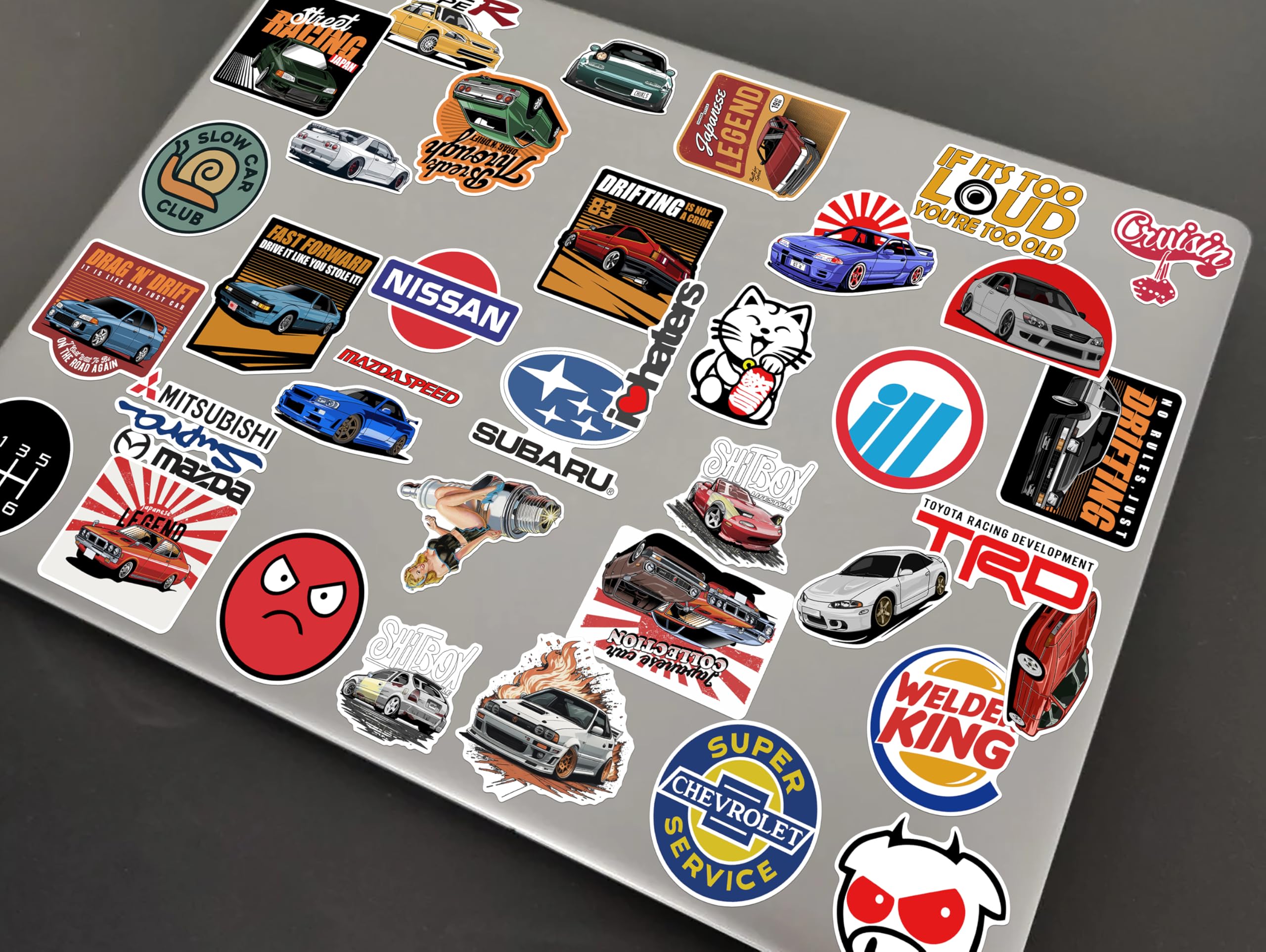 WallDesign Race-Ready 40 Collection of Authentic JDM Peel and Stick Sticker Set Mobile Laptop Accessories Gifting Durable Laminated Printed Vinyl for True Japanese Speed Culture Car Fans 51 mm 4