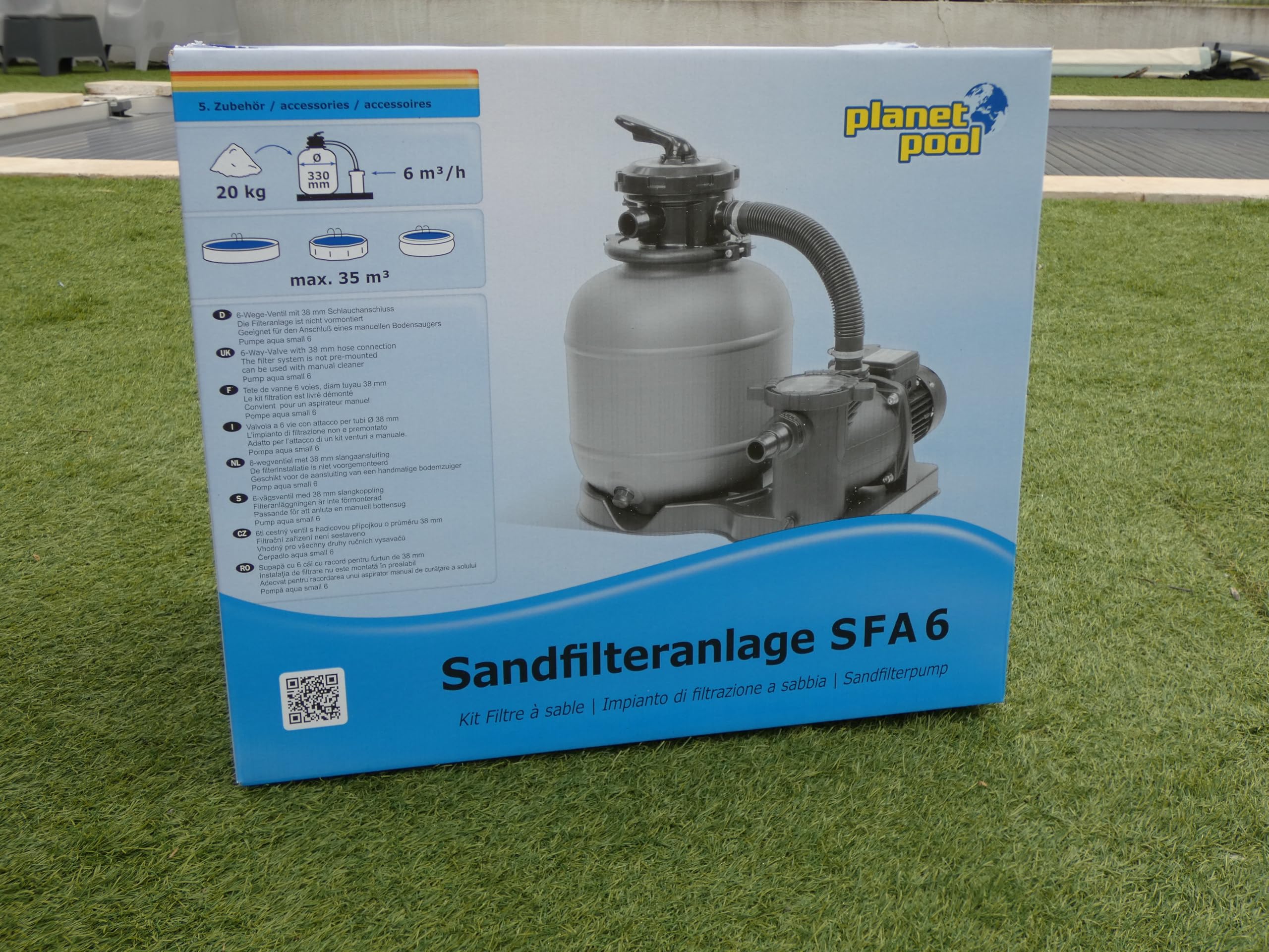 Groupe de Filtration Piscine - Pompe + Filtre à Sable - Volume 20-25m3-6 m3/h - Puissance 400W