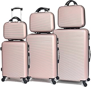Set di 3 valigie con 3 Vanity Solide, marca francese, Oro rosa -5859, Lot,