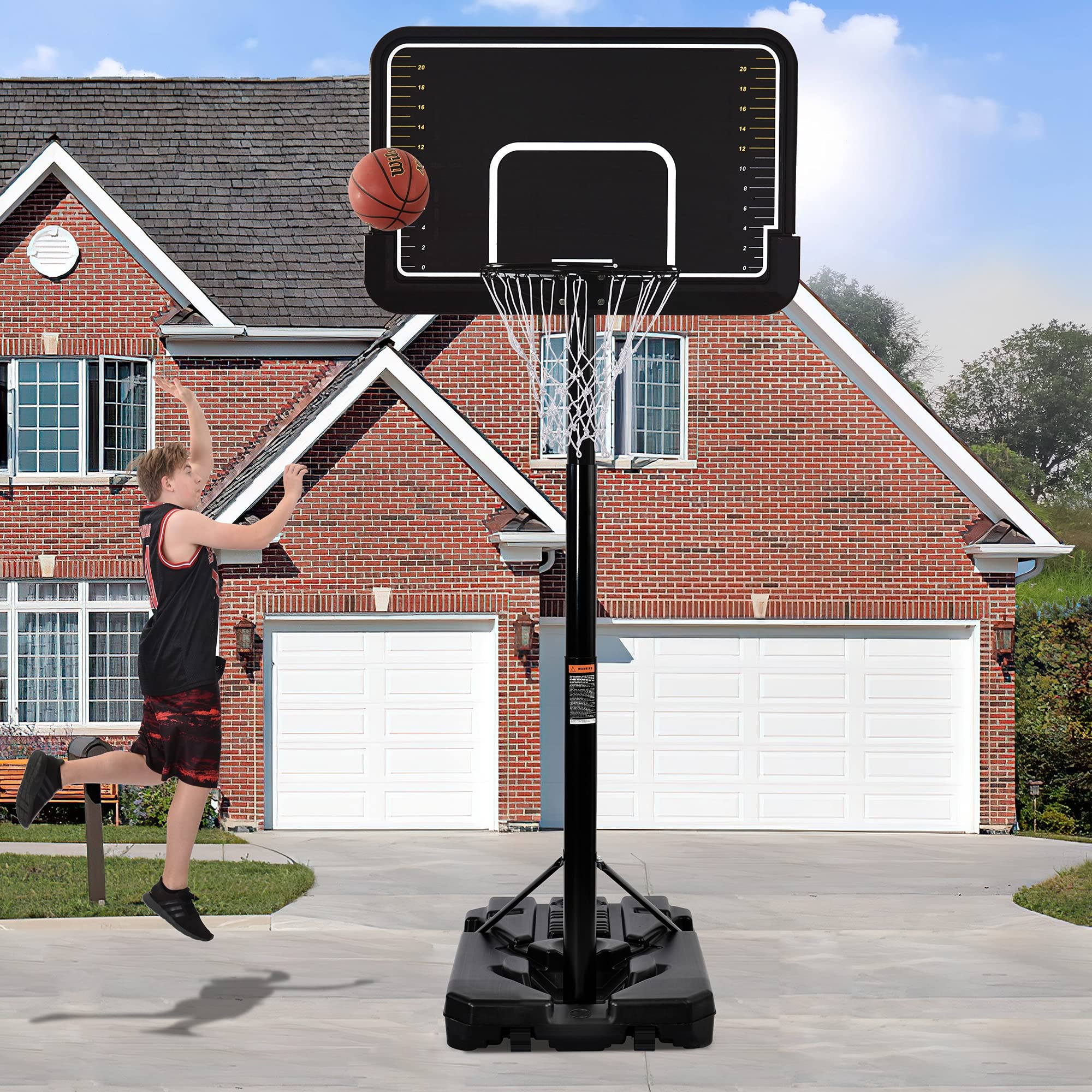 Merax Portable Basketball System Basketball Hoop & Goal with 44” Backboard, Breakaway Rim, 10ft