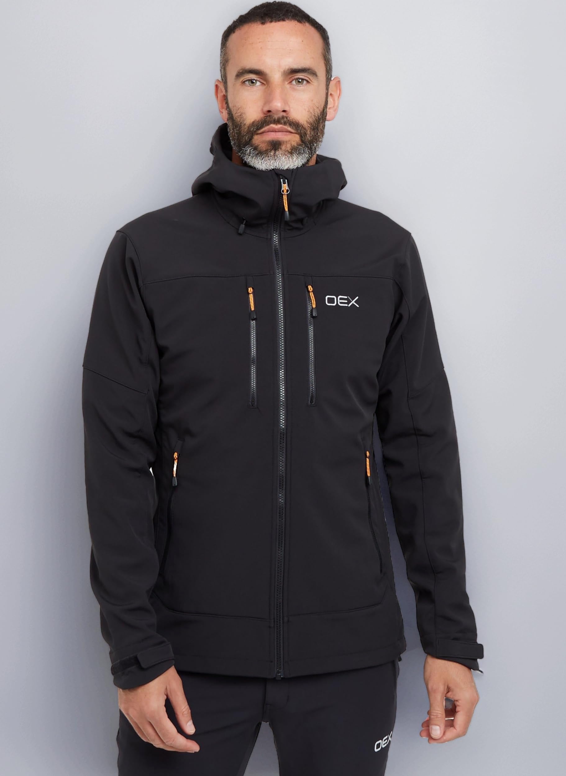 OEX Men’s Kirkton Softshell Jacket with Full Adjustable Hood & Wired Peak, Windproof, Water Resistant & Breathable Mountain Fit Technical Coat, Ideal for Walking, Hiking & Outdoor Recreation