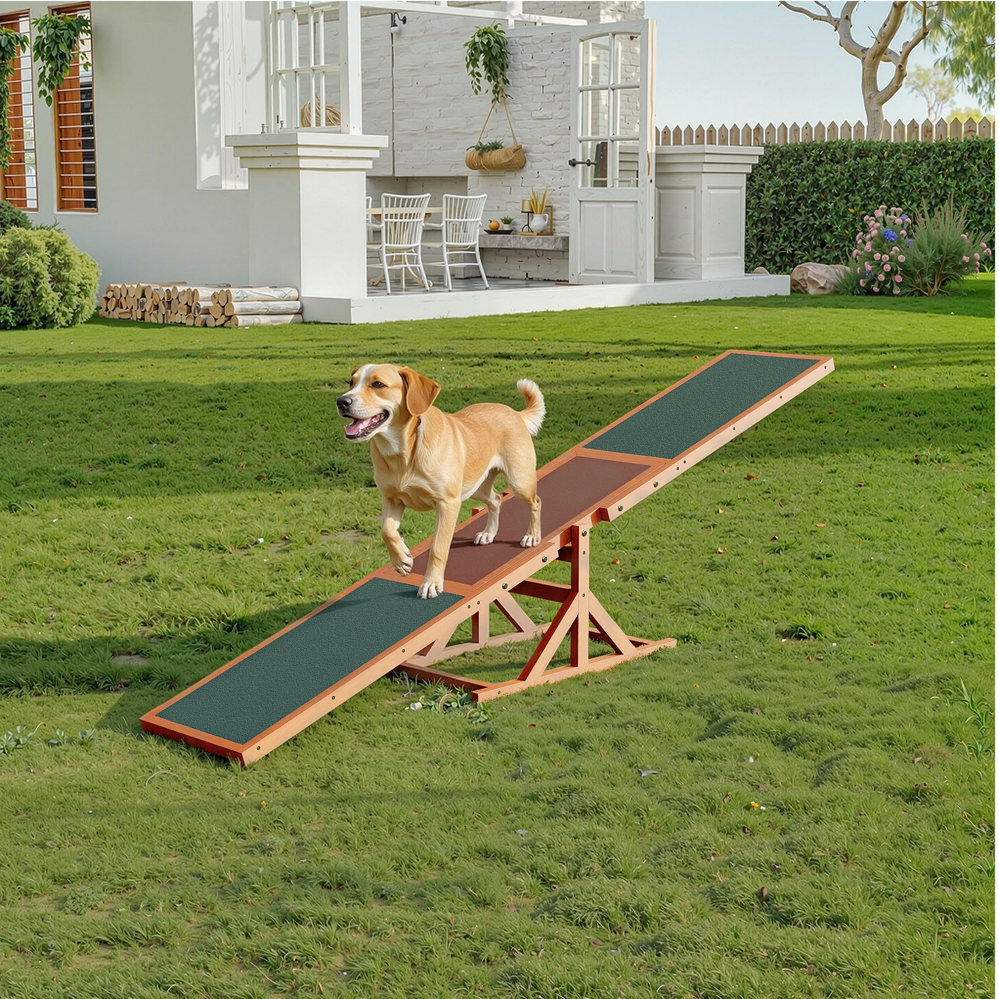 Wiltec Hundewippe 180x30x30cm für kleine & große Hunde zum Hundesport z.B. Agility Training, aus Holz, Spielerische Förderung der Kondition
