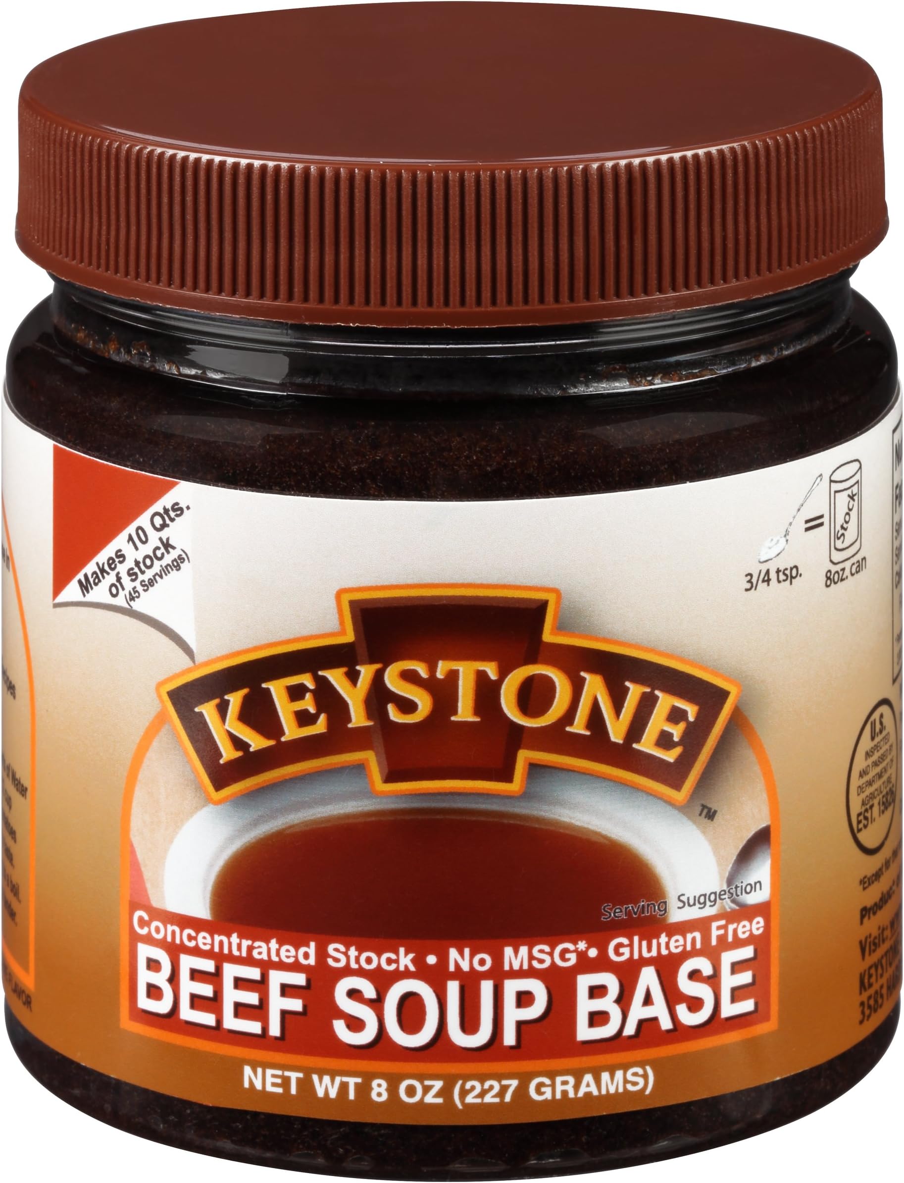 Meats Beef Soup Base 8 Oz Jar Concentrated Stock, No MSG, Gluten Free, Ready to Use Emergency Food Beef Bouillon for Broth, Gravy, Soup & Sauce About 45 Servings Made in USA