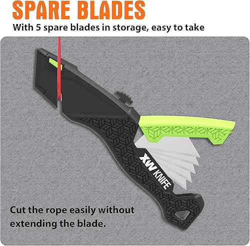 Miniatura 5 de XW Juego de cuchillos utilitarios, cortador de caja retráctil y cuchillo plegable con diseño de almacenamiento de cuchillas, total de 20 cuchillas