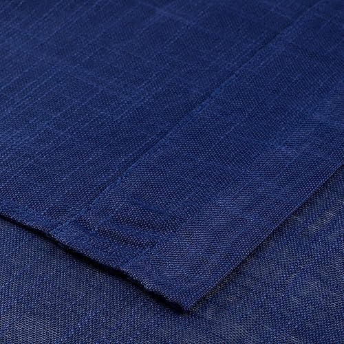 Miniatura 4 de Juego de 3 cortinas de lino semitransparentes para ventana de cocina, 36 pulgadas de largo, color azul marino.