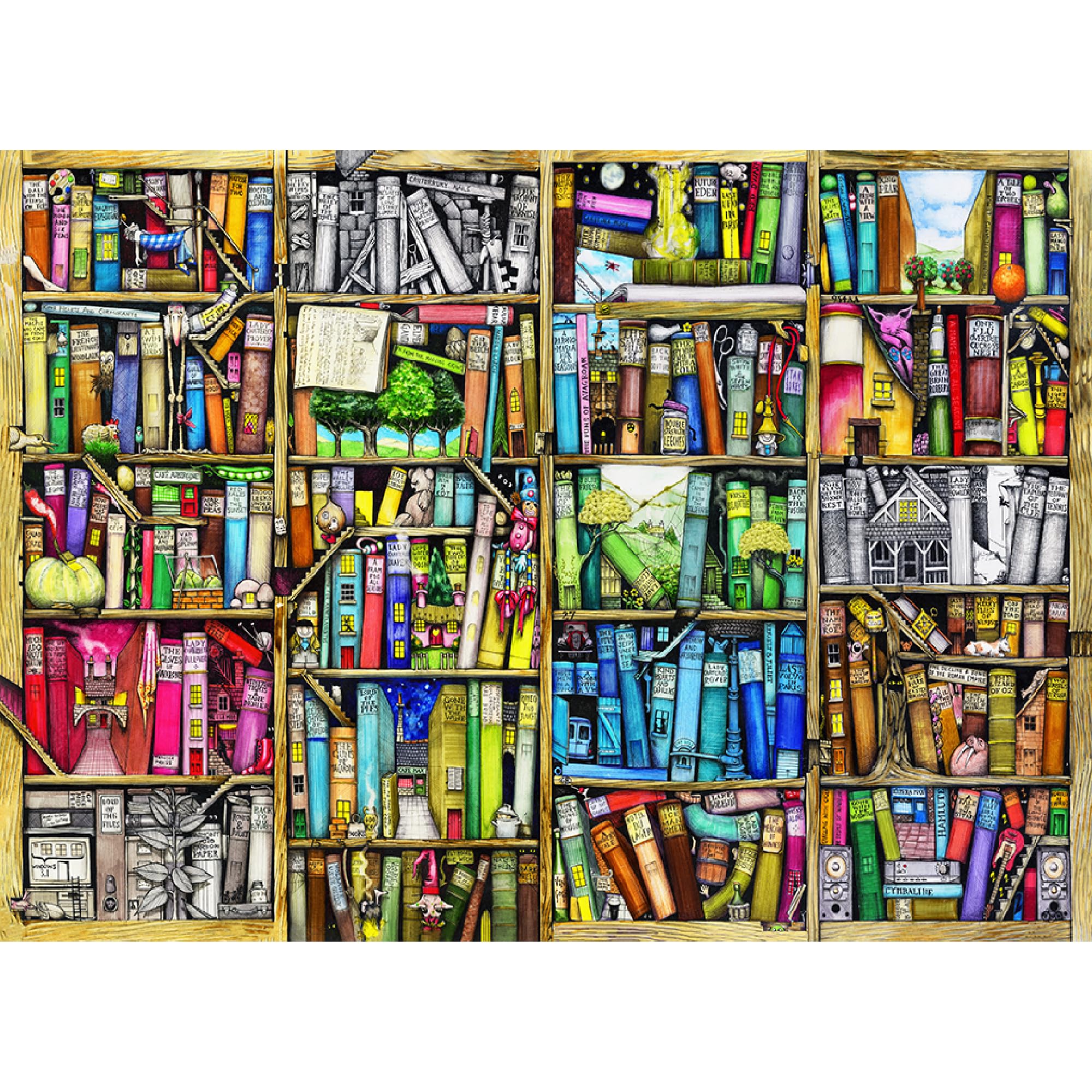 WOODEN.CITY 1000-Piece Wooden Jigsaw Puzzle, Unique Puzzle for Adults Elegant Design, for Puzzle Lovers (Bookshelf) - Image 2