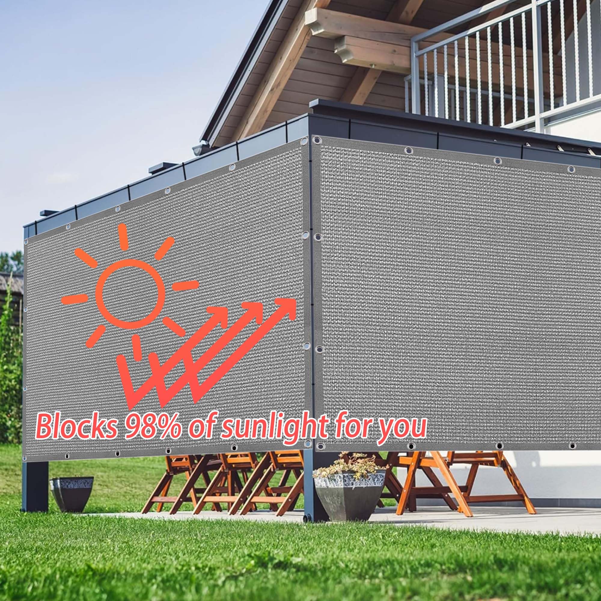 Schattierungsnetz mit Ösen 1.5 x 4 m Leichter Und Atmungsaktiver Rechtecke Sonnenschutznetz Leicht für Terrassenüberdachung Gewächshaus Pflanze Hof, Hellgrau