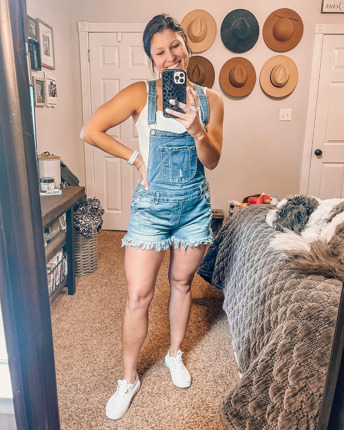 luvamia Women's Ripped Short Overalls Adjustable Denim Bib Overall Shorts Romper - Image 6