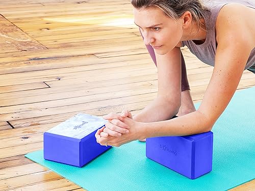 Miniatura 7 de Sol Living Bloques de yoga, paquete de 2 cojines de yoga de espuma EVA de alta densidad, para estirar, pilates, meditación, equipo de ejercicio,