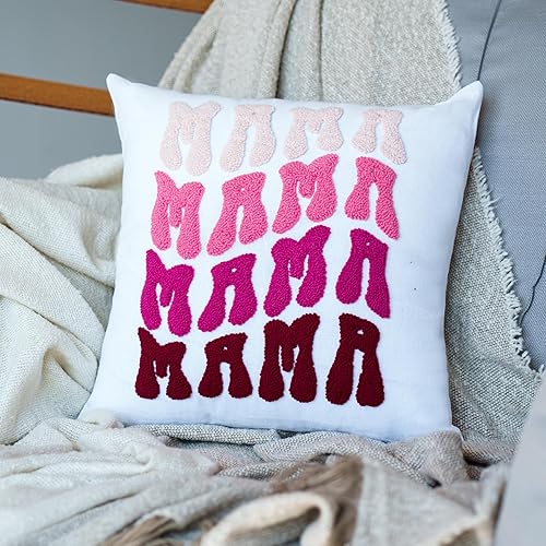 Miniatura 2 de Funda de almohada personalizada para mamá establecida, funda de cojín bordada a mano con fecha personalizada, funda de algodón lavable, regalo