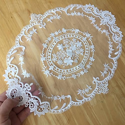 Miniatura 2 de Paquete de 2 manteles individuales de encaje retro, manteles individuales de ganchillo francés, manteles bordados a mano, 12 x 16 pulgadas, manteles