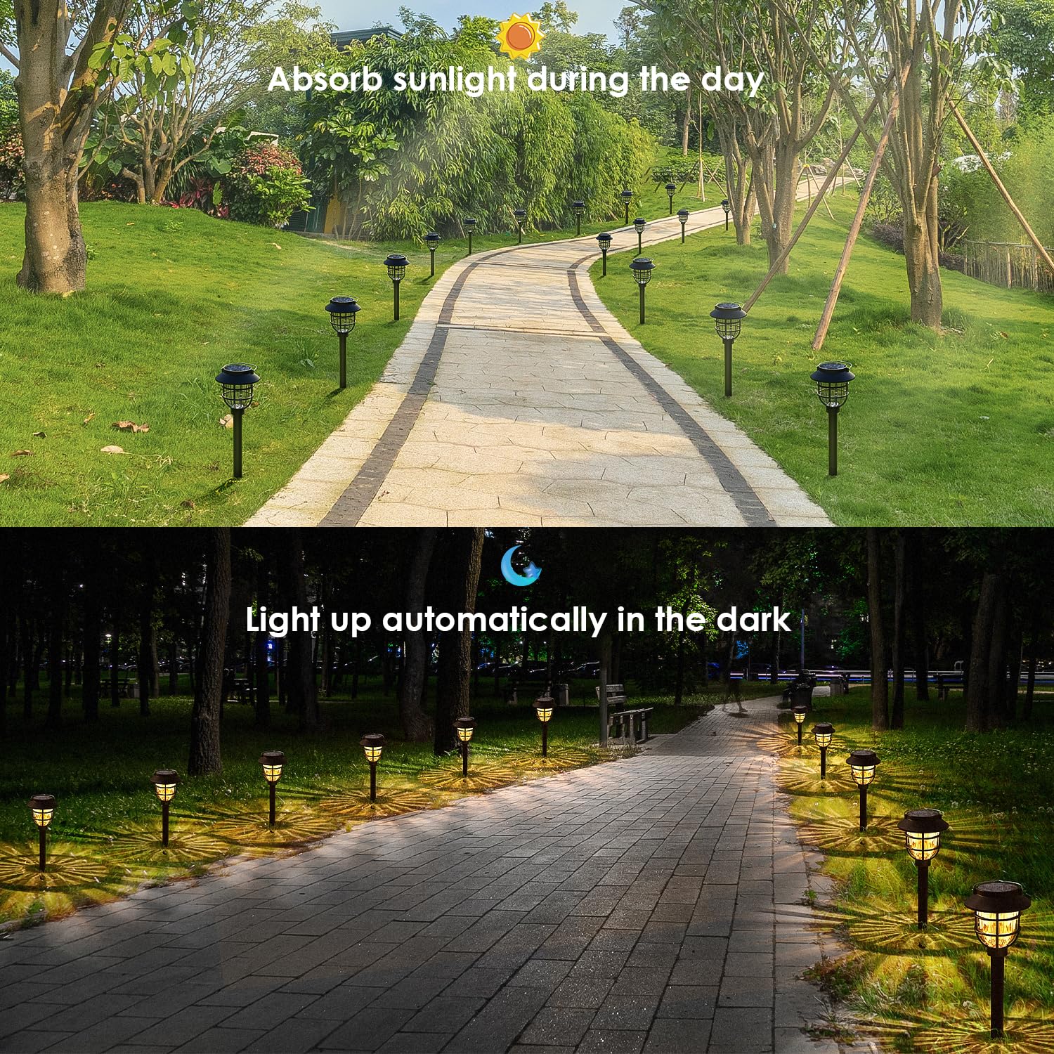 Solarleuchten für den Außenbereich, wasserdicht, helle Solar-Gartenleuchten mit 3000 K warmem LED-Licht, Solar-Hoflichter, Landschaftsbeleuchtung für Hof, Rasen, Gehweg, Auffahrt, 10 Stück