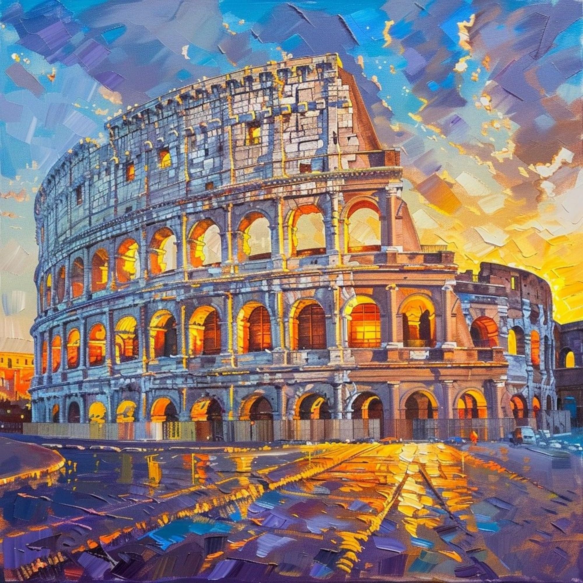 HKLIOPU Colosseum of Rome Diamond Art Kits Adults,5D Diamond Painting Kits for Beginners Kids,Full Round Drill Gem Art Kits Crafts Home Decor 16x16Inch