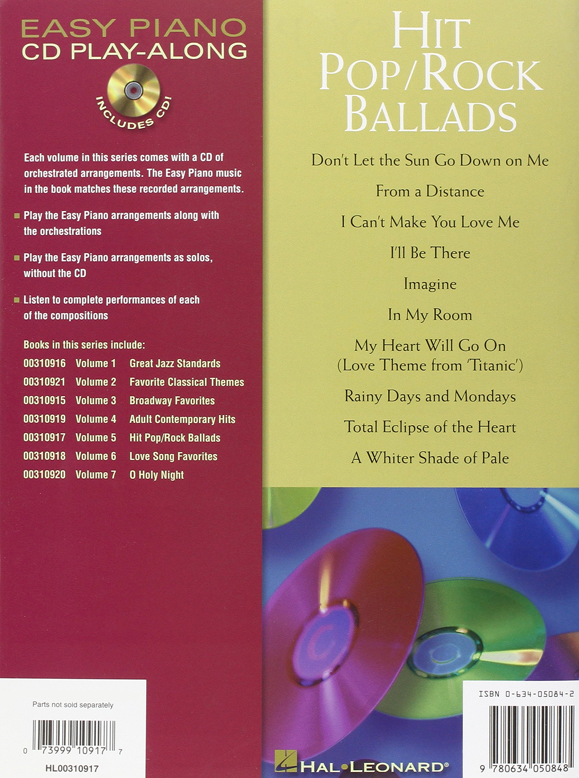 Hit Pop/ Rock Ballads: Easy Piano Cd Play-along
