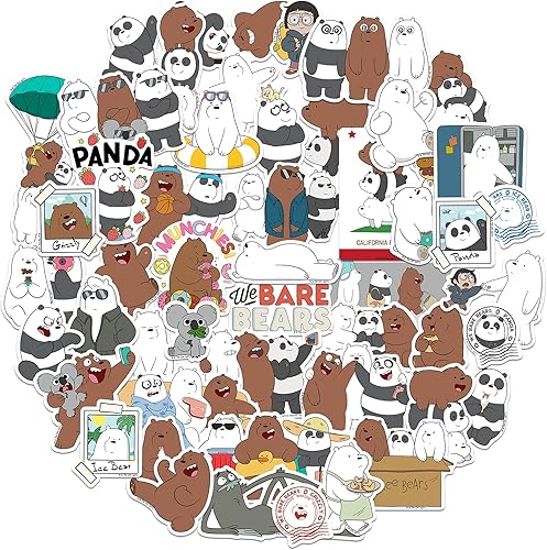 WE Bare Bears - Calcomanías de vinilo troqueladas para laptop, botella de agua, álbumes de recortes, tableta, patineta, interiorexterior, juego de
