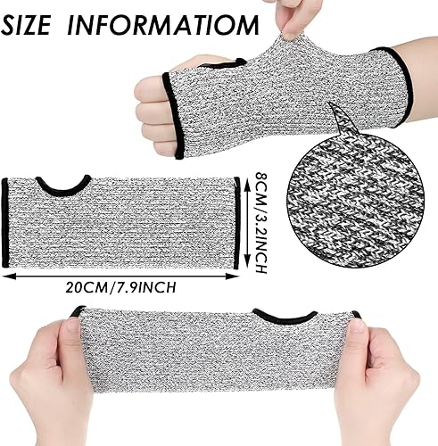 Miniatura 3 de 3 pares de mangas de brazo resistentes a los cortes, protectores de brazo delgados con agujero para el pulgar para mujeres y hombres, jardín y