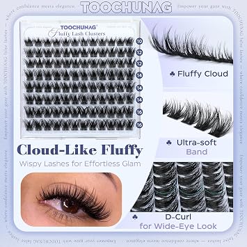 TOOCHUNAG Fluffy Lash Clusters Wispy Eyelash Clusters D Curl