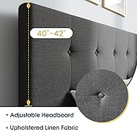 Vista 35 de WEEWAY Base de cama de plataforma de tamaño matrimonial con 4 cajones de almacenamiento, cabecera capitonada con botones de costura de diamante