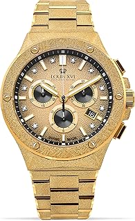 LOUIS XVI Le Monarque Frosted Men\'s Watch Chronograph 42 mm Swiss Quartz Movement Stainless Steel Bracelet Gold/Silver Dial FumÃ©