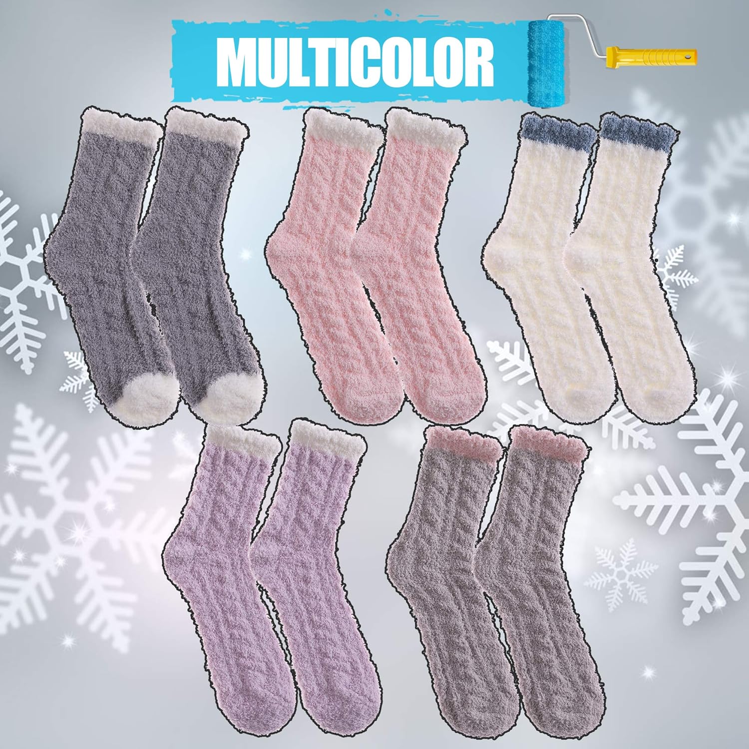 Womens Socks (6 Pairs Solid Color A) - Image 2