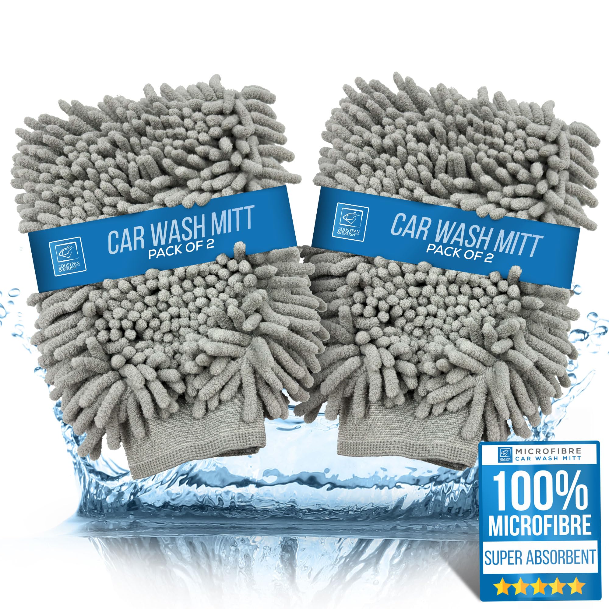 Microfibre Cloth Car Wash Mitt Glove – Double Sided Wash Mitt for Car Washing - 100% Lint-Free, Super Absorbent Cleaning – Ideal for Cleaning Vehicle and Motorcycles