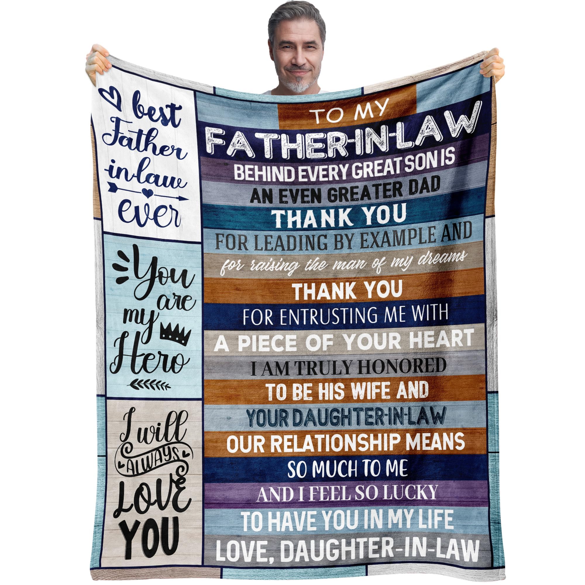 Ekpvgit Best/Cool Father in Law Gift from Daughter in Law/Son in Law, Fathers Day Christmas Birthday Gifts for Father in Law Blanket 60"x80"
