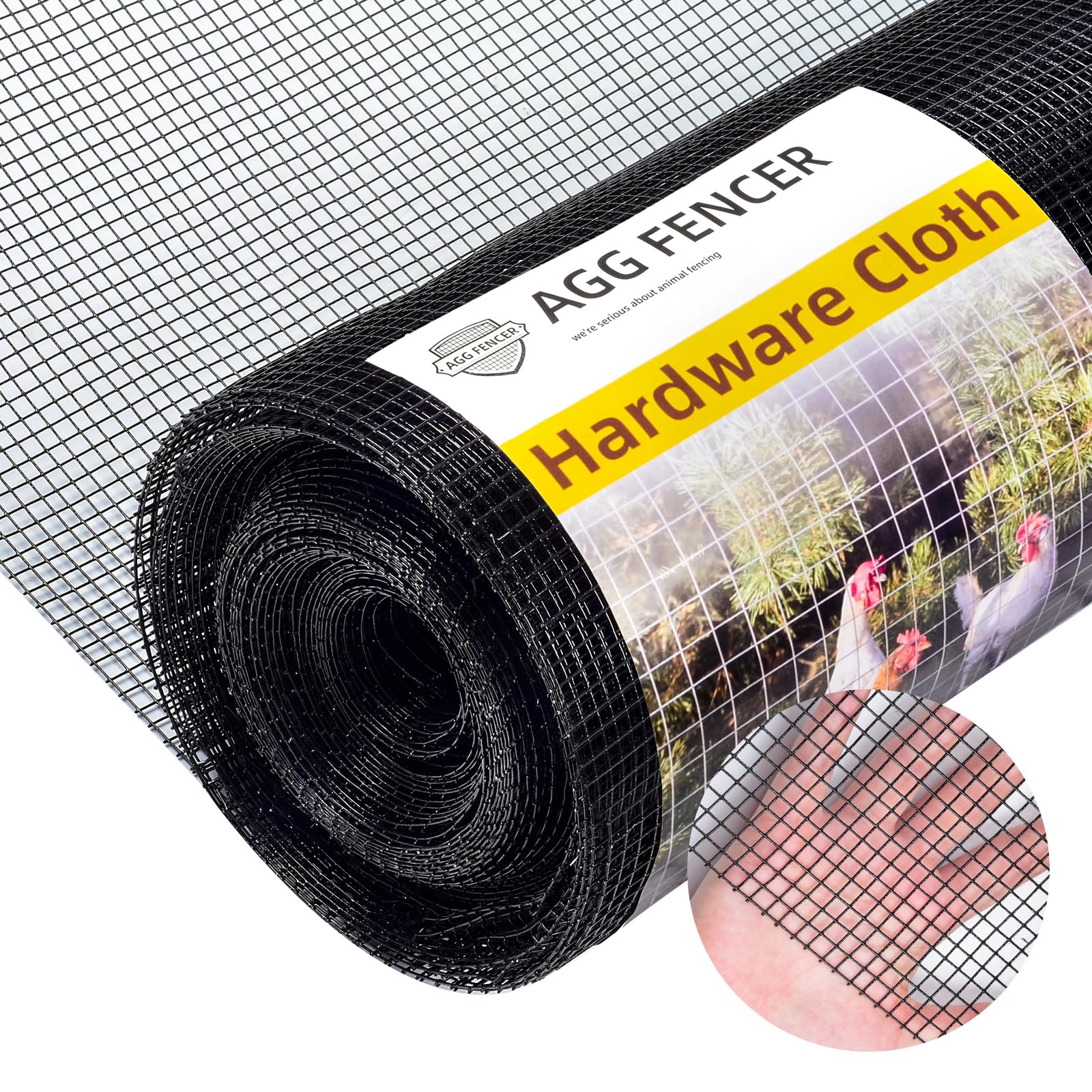 AggFencer 36in x 50ft Black Hardware Cloth 1/4 inch 23Ga PVC Coated Mesh