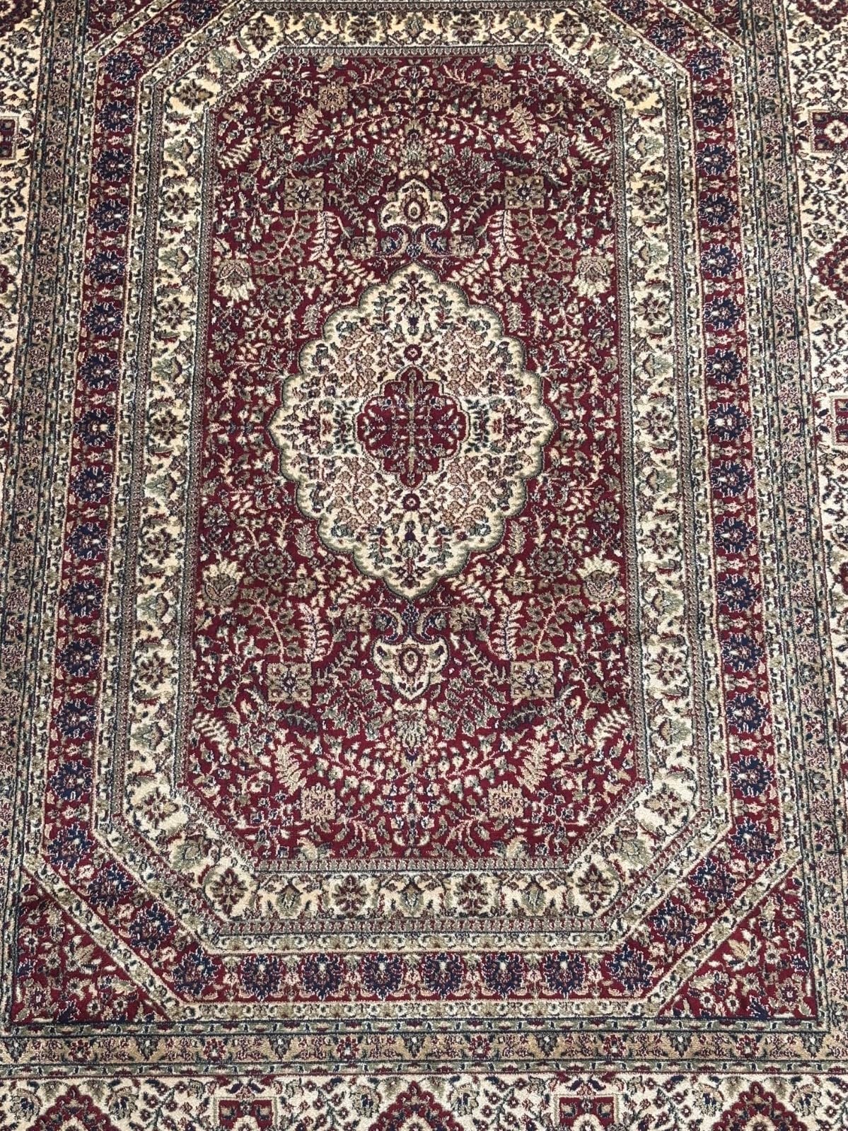 Kashmir Design M53R - Tappeto orientale, 150 x 210 cm, in viscosa lucida, colore: Rosso/Beige