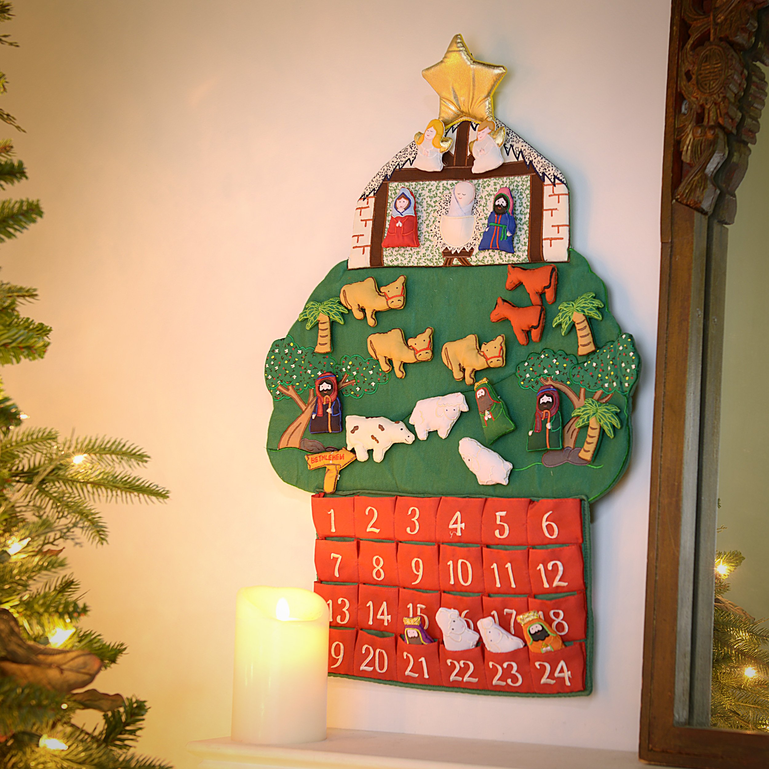 Amazon.com: Kubla Crafts Nativity Fabric Advent Calendar : Home & Kitchen