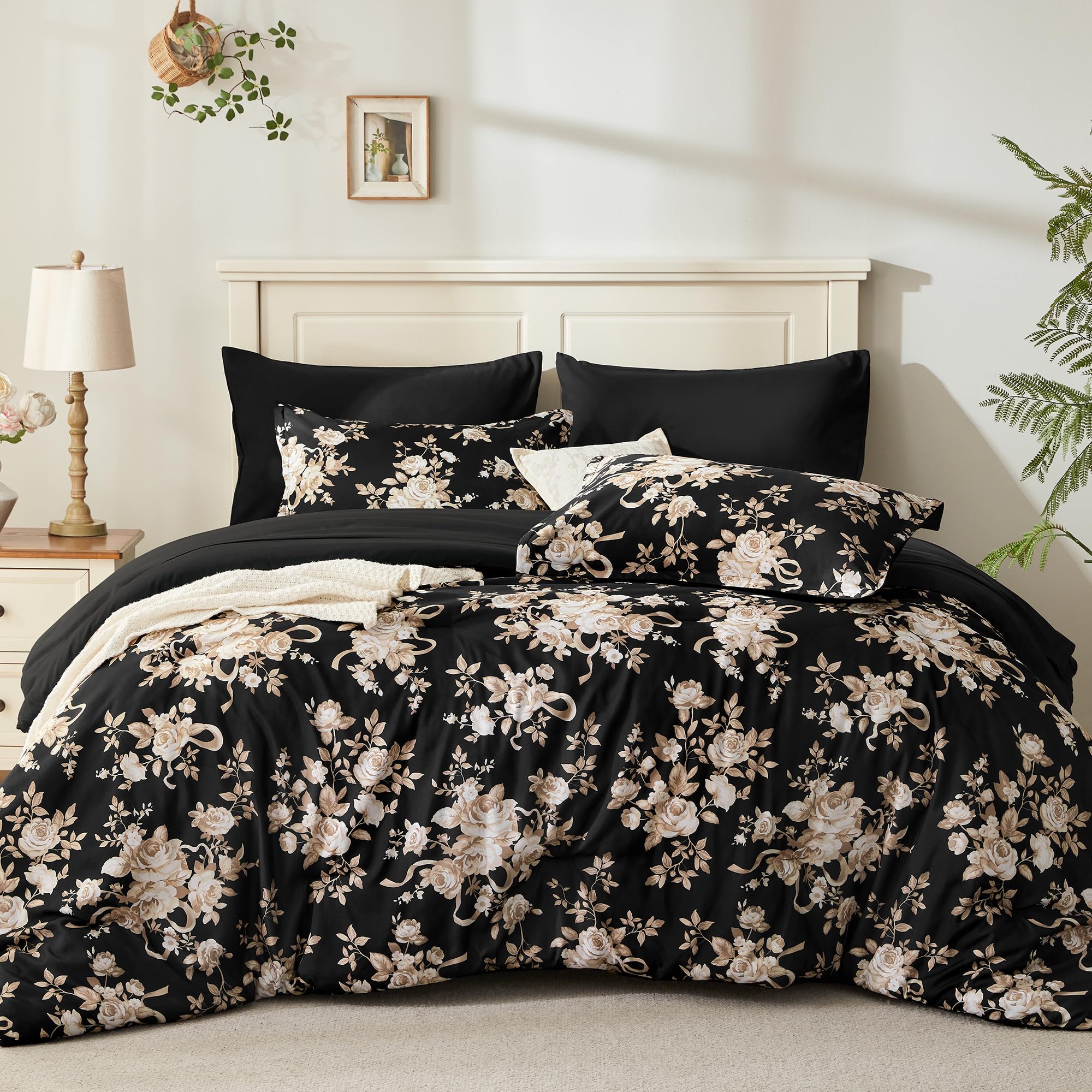 Andency Floral Comforter King Set - Orange Rose -16