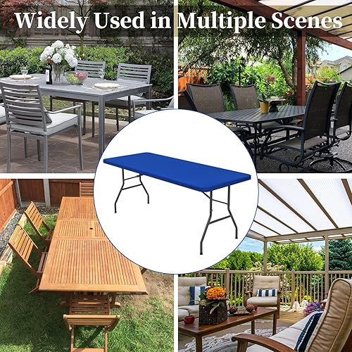 Miniatura 4 de Paquete de 10 fundas de tela elástica para mesas de 6 pies, fundas de mesa de elastano, lavables, elásticos, rectangulares, protectores para