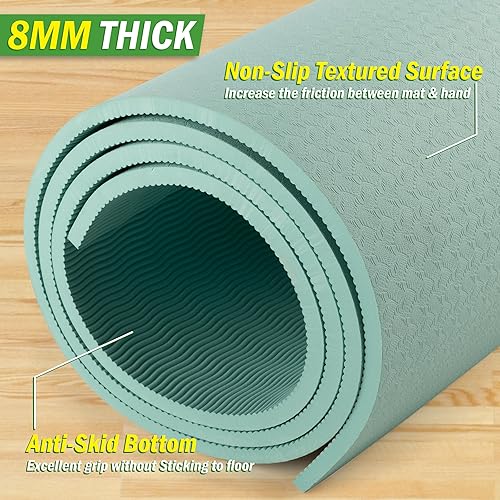 Miniatura 4 de Large Yoga Mat - 6x4 Wide Exercise Mat - 8mm Thick Non-Slip Workout Mat