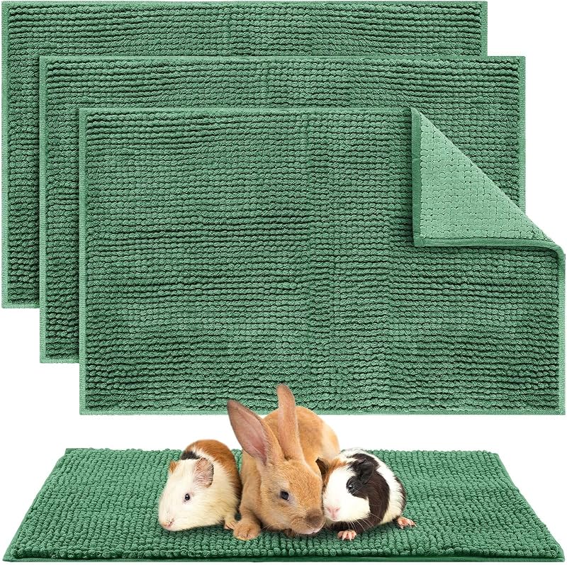 Forração Lavável para Gaiola de Pequenos Animais Amylove, Microfibra Chenille, Verde-Escuro, Pacote com 4