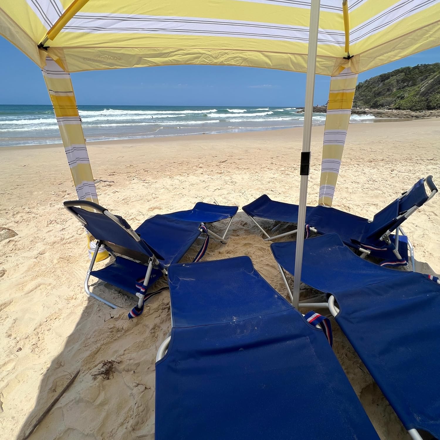 CoolCabana Beach Shade Tent - Easy Setup, UPF 50+ Protection, Large & Medium Sizes, Compact & Wind Resistant - Beach Cabana for The Whole Family - St Tropez, Medium
