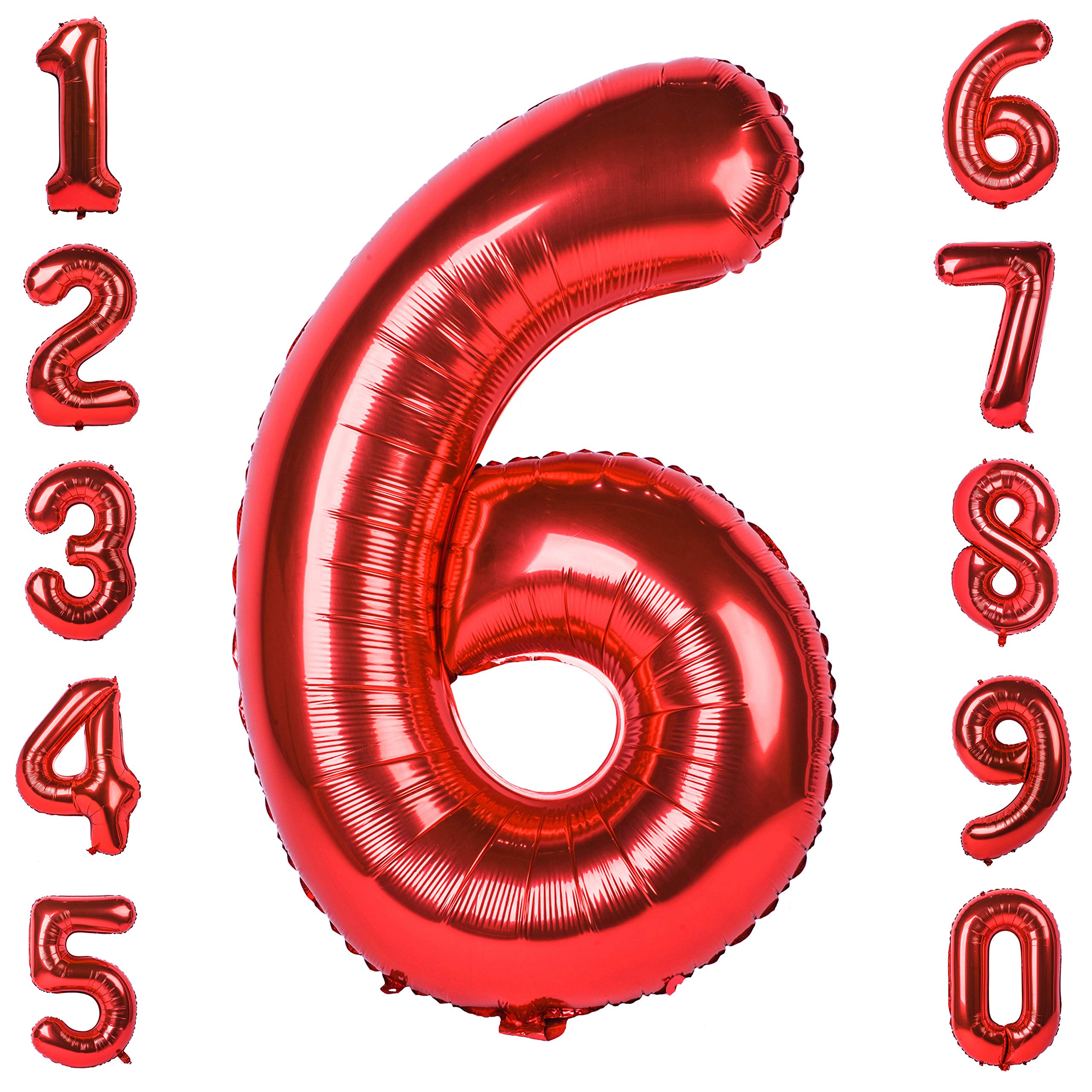 Red 0 balloon 40 Inch Giant Helium Foil Number 0 to 9 Red Balloon Birthday Wedding Party Digital Decorations (Number 0) — view 337