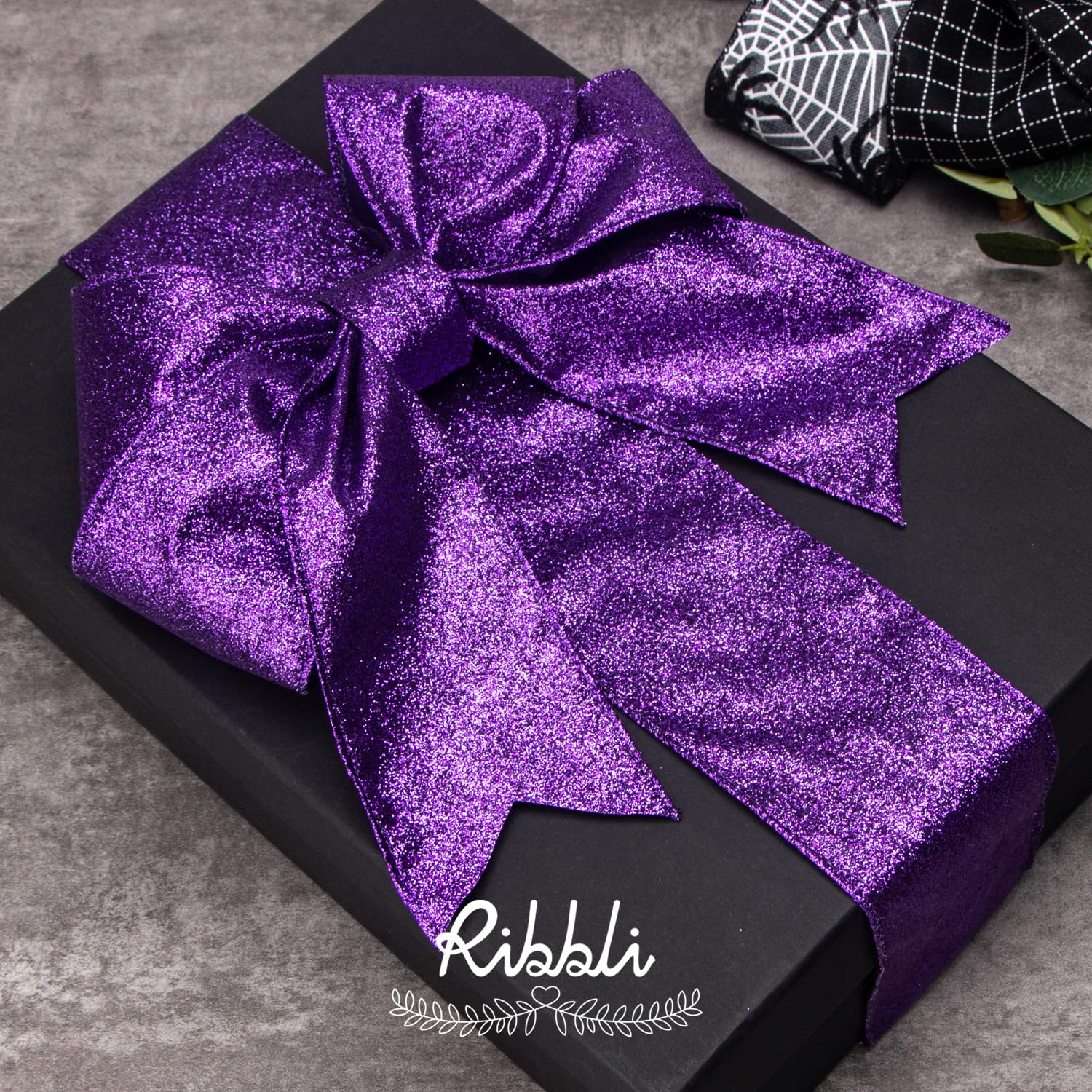 Cinta De Organza Con Purpurina Y Alambre 6,3 Cm X 9,15 M - Color Lila, Ideal Para Decoración Navideña Y Regalos