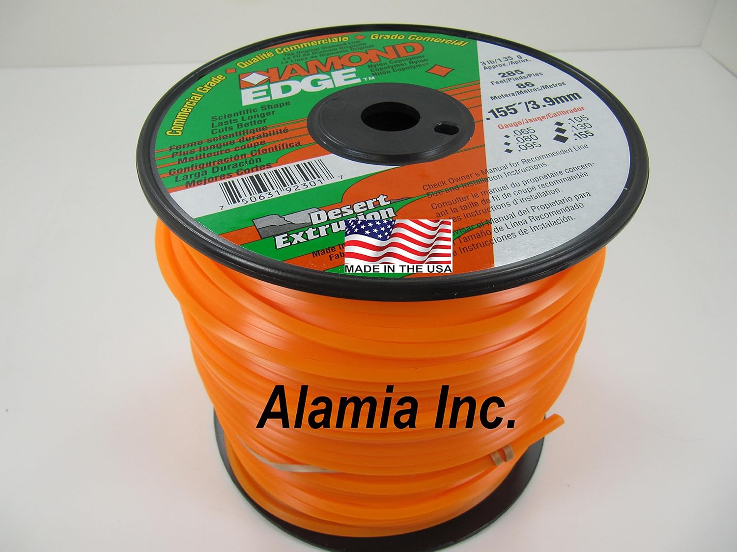 Diamond Edge Original Trimmer Line Commercial .155 3-Lbs. Medium Spool 285 Feet. MADE IN USA