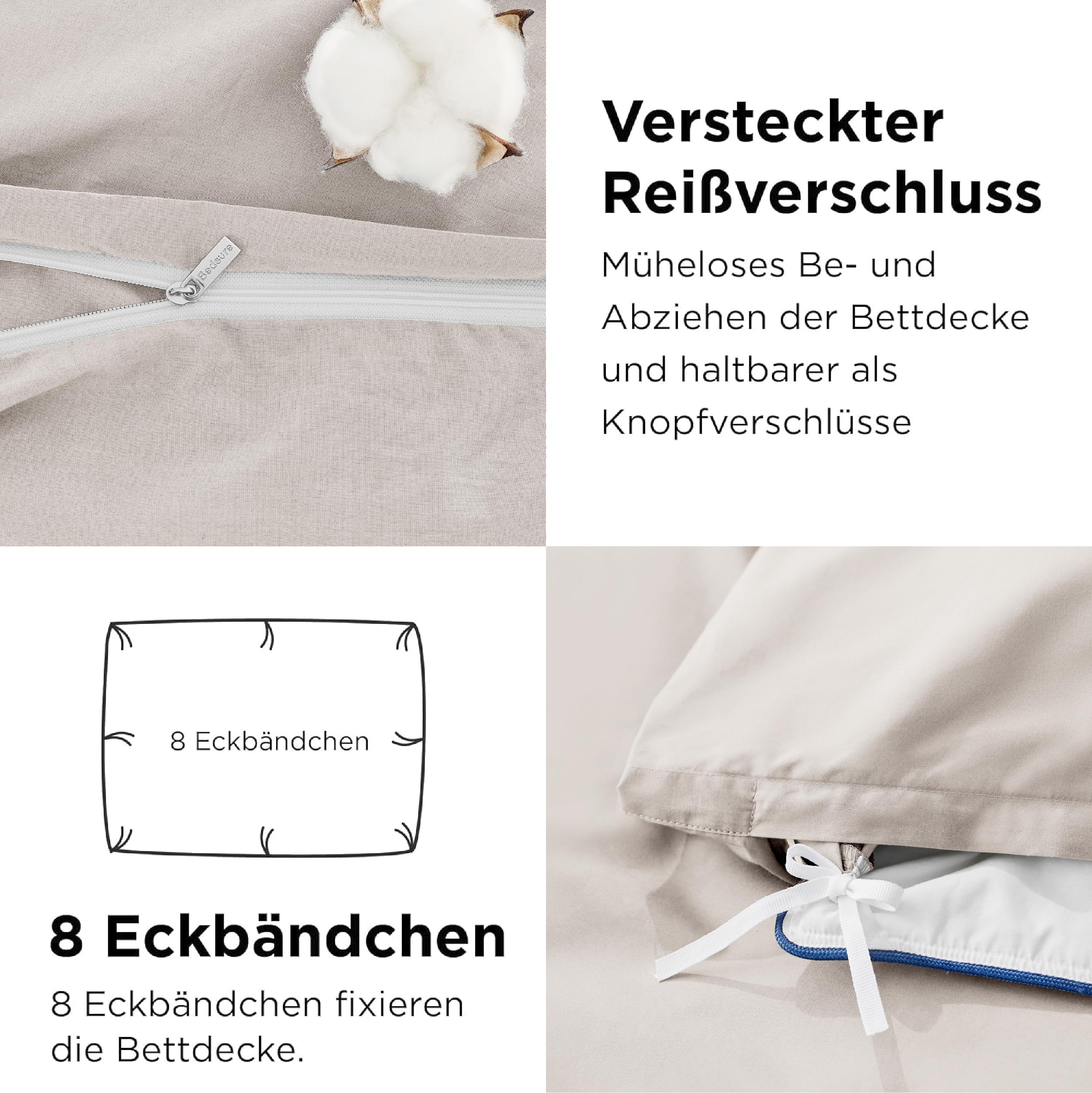 Bedsure dekbedovertrekset – effen – EU – rustgevende tint – 155 x 220 cm (1 stuk) 80 x 80 cm (2 stuks) – 100% polyester | Dekbedovertrekken