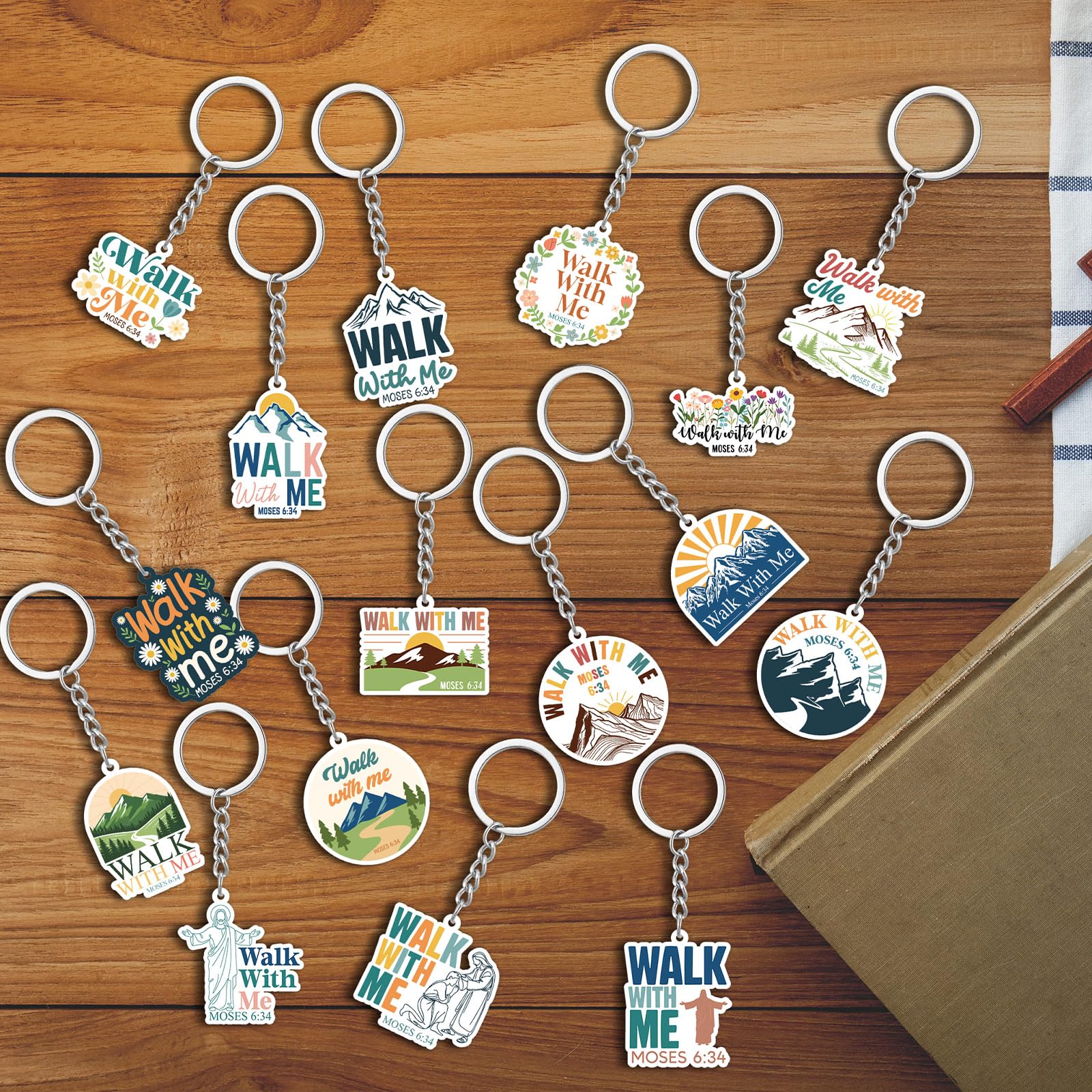 Kigeli 36 Pcs Walk with Me Acrylic Keychain Religious LDS Keychain Mormon Doctrine Keyring Gifts for Encouragement Women Men 2026 Lds Missionary Easter Gifts