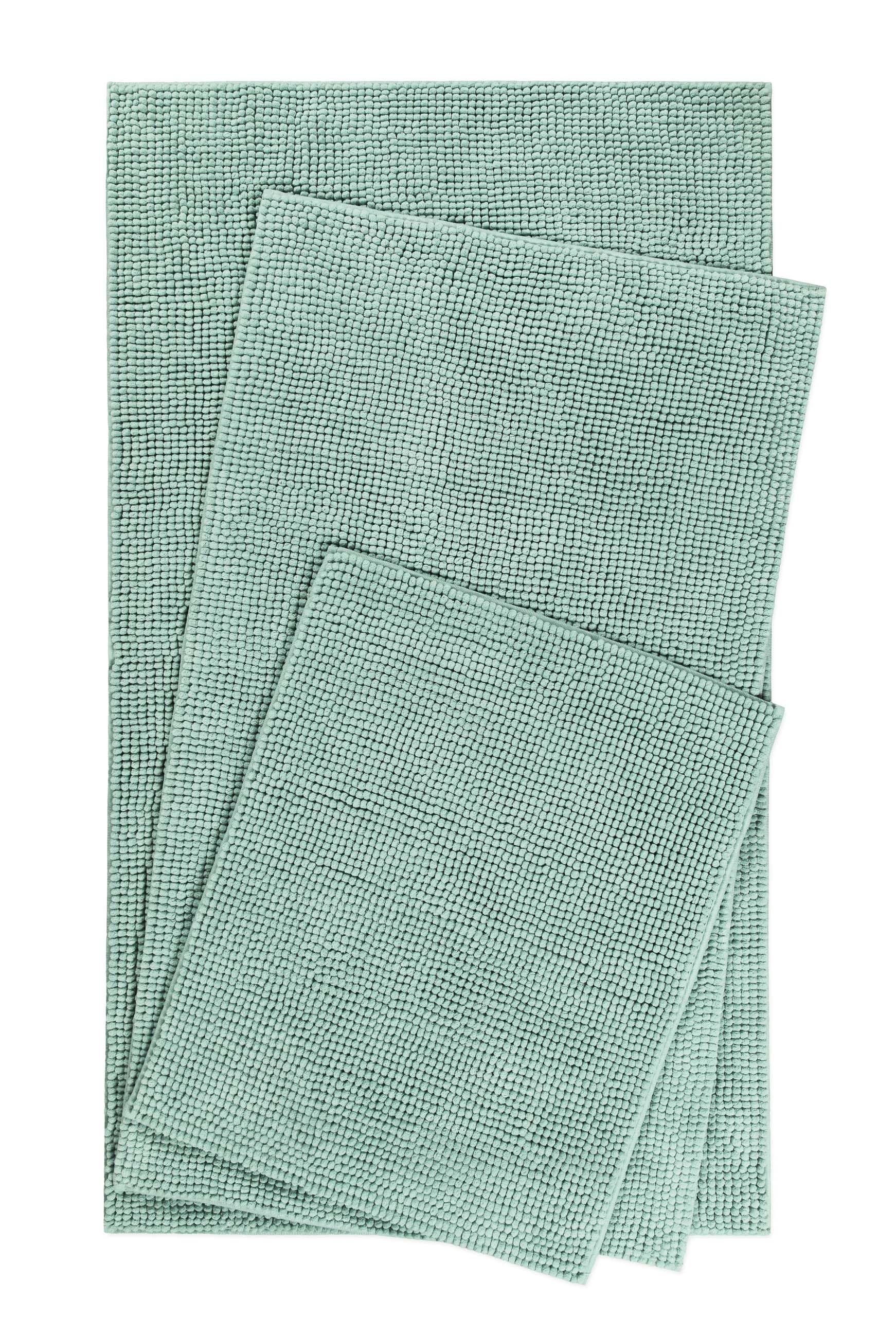 Wecon Home Balu getufteter Badteppich, 80 x 150 cm, Mint grün | moderner Chenille Badteppich, rutschfest, Waschbar, Saugfähig, Stilvoll für jedes Badezimmer