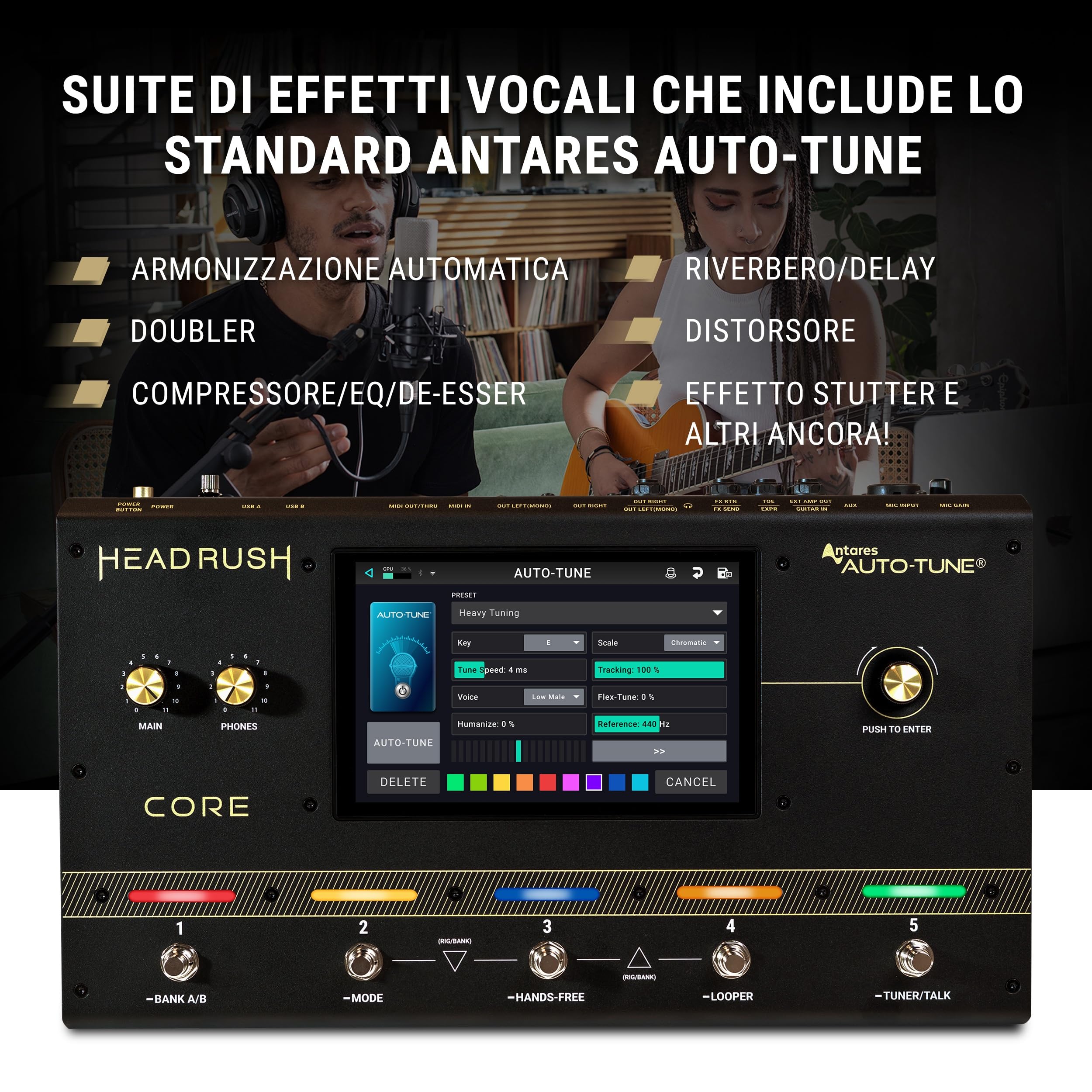 HeadRush Core e FRFR108 MK2 - Pedaliera multieffetto e amp-modeler per chitarra e voce, e 8-inch ampli da 2000W per chitarra e basso con Bluetooth