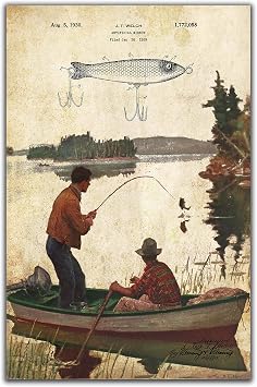 Apple Creek Vintage Heddon Fishing Lure Patent Print Poster 11x17 Largemouth Bass Fish Cabin Wall Art Decor