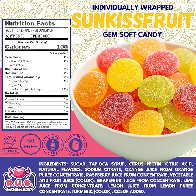 SunkissFruit Gems, 1 Libra Bolsa a Granel, Gomitas de Fruta miniatura 2