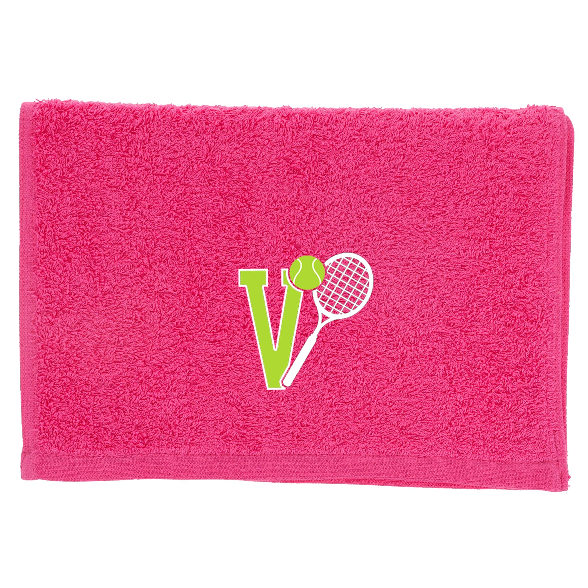 Always Looking Good Tennis Towel with Monogrammed Embroidery Initial Gift for Men & Women, Training Accessory Gift, Gym Towel Present for Tennis Players Birthday, Retirement, Christmas - Pink, V