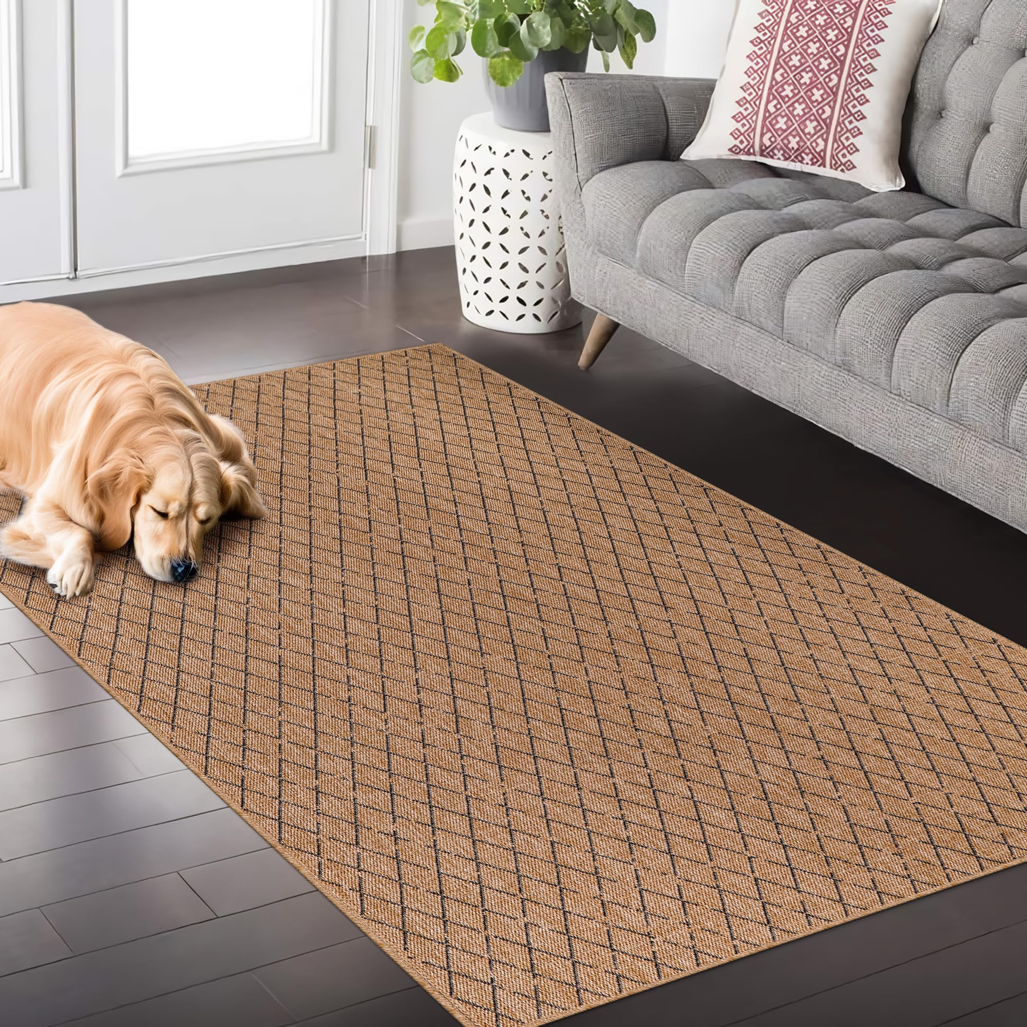 NETLINE HOME Rugs Living Room, Non slip, Washable Area Rug, Beige Rug - Image 4