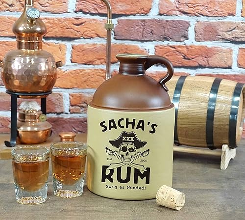 Vista 33 de Jarra personalizada de medio galón Moonshine – Estilo antiguo tradicional, botella de cristal grabada de 1/2 galón con tapón de corcho natural