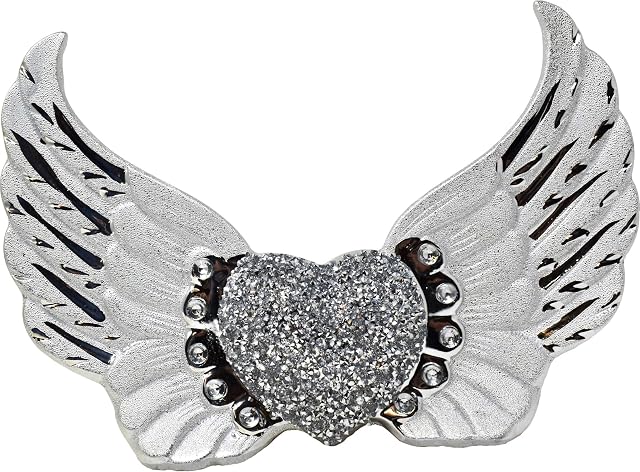 Silver Heart Sparkle Ornament Bling Crushed Diamond Gift | CRYSTALLIZED Heart with Angel Wings |Handmade Craft | Crushed Diamond Display |Gift Present for all occasion, Home Decor