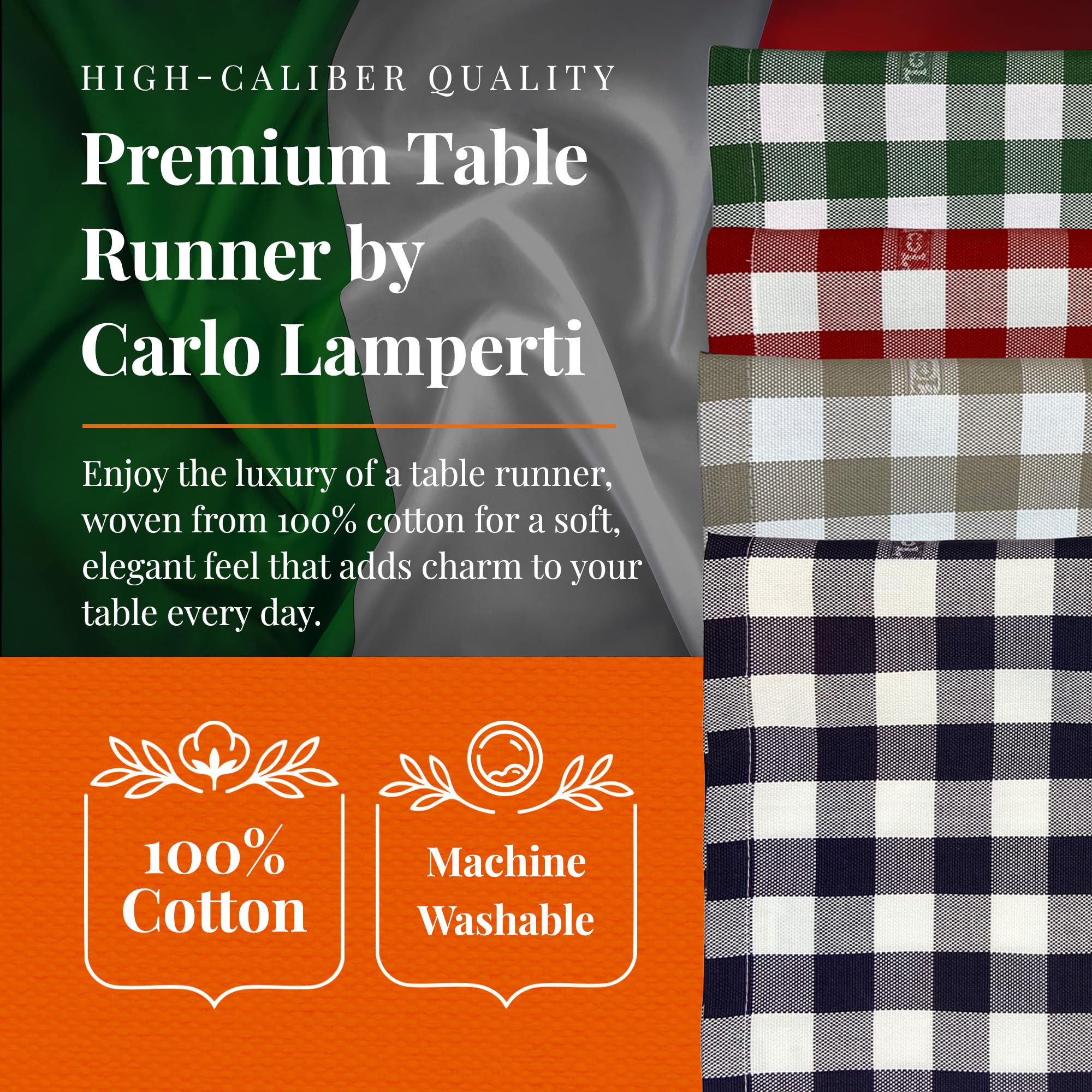 Camino de mesa Ghisallo de Italia encontrado en restaurantes y hoteles europeos, diseño jacquard, 100% algodón, tamaño 72 x 14 pulgadas, durabilidad superior, calidad premium
